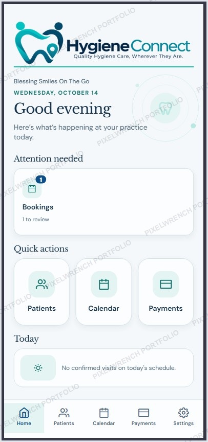 HygieneConnect staff dashboard